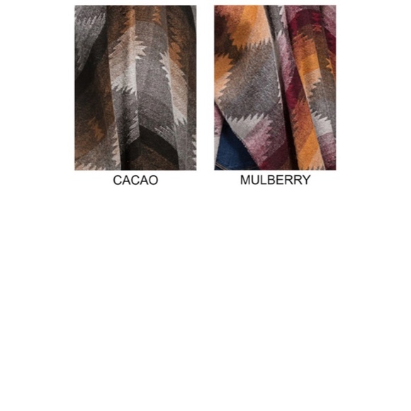 SOLD OUT Cocoa Western Print Tassel Ruana Knit Fall Autumn Bohemian Boho Style - Picture 6 of 6